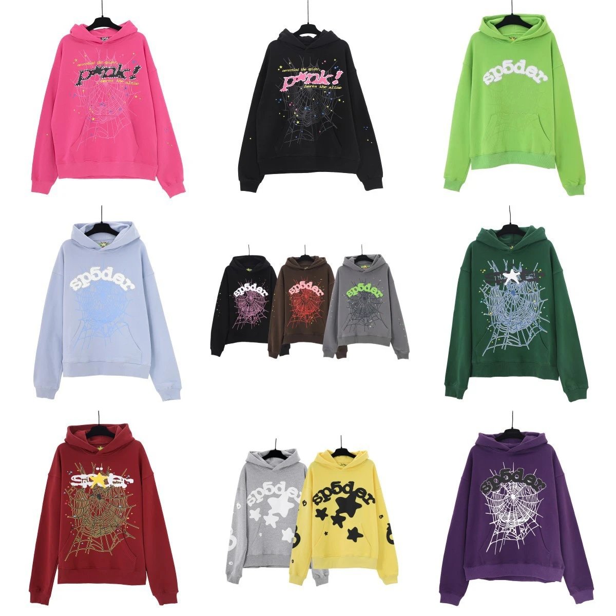 Spider web foam printed hoodie loose sweatshirt  