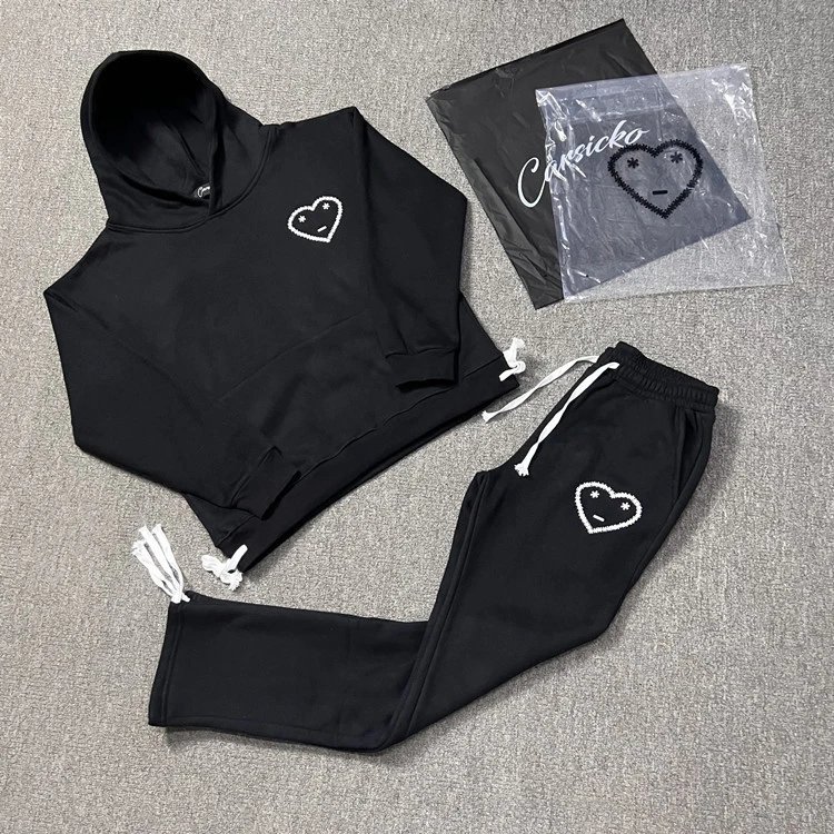 Sports suit plus velvet fabric sweatshirt and sports sweatpants  