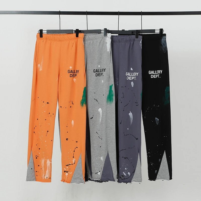 Retro splash double stitching sports trousers for men and women, micro-flared pants, casual sweatpants for couples  
